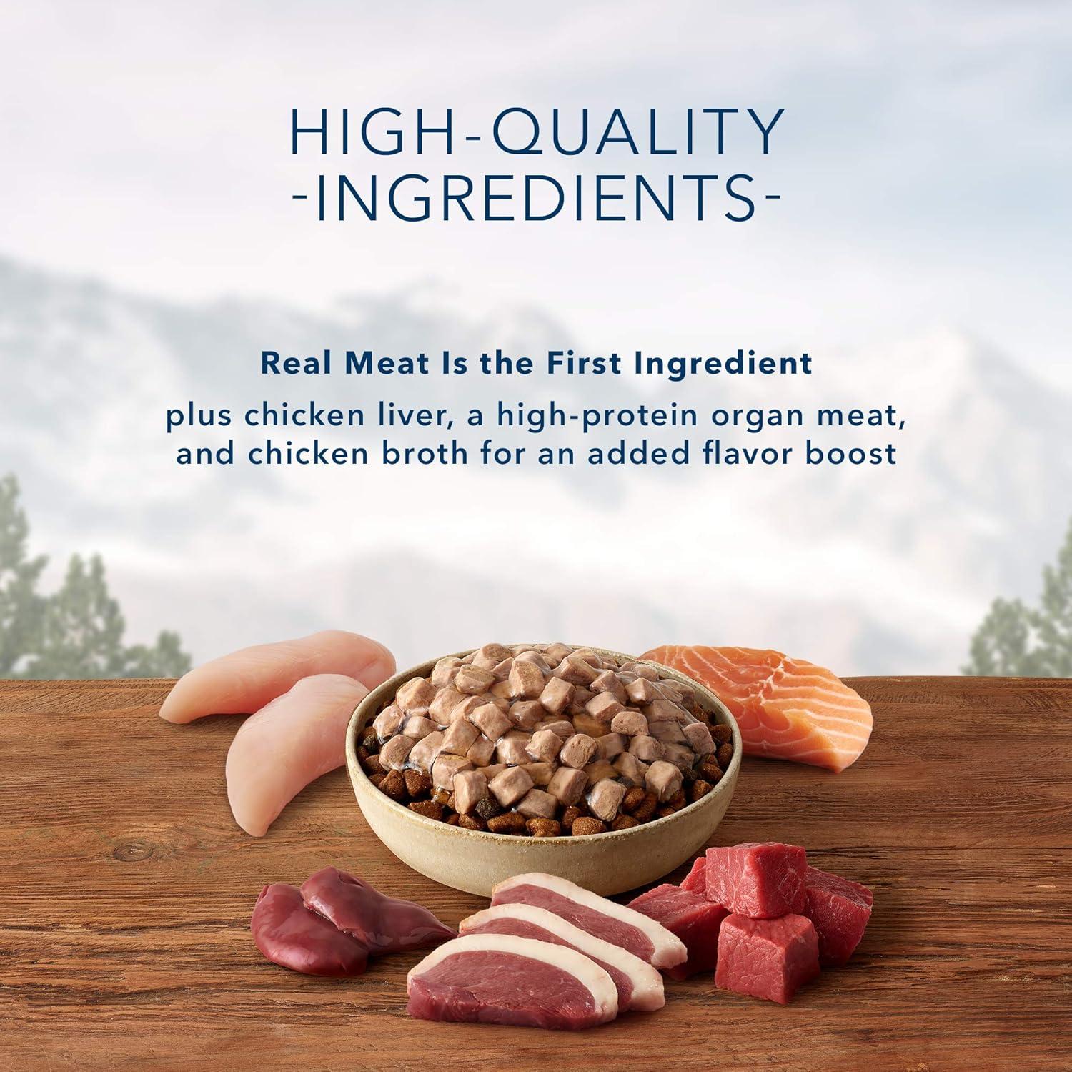 imageBlue Buffalo Wilderness Trail Toppers Wild Cuts Wet Dog Food Variety Pack HighProtein amp GrainFree Made with Natural Ingredients Chicken and Beef Flavors 3oz Pouches 12 Count 6 of EachBeef Salmon Duck Chicken