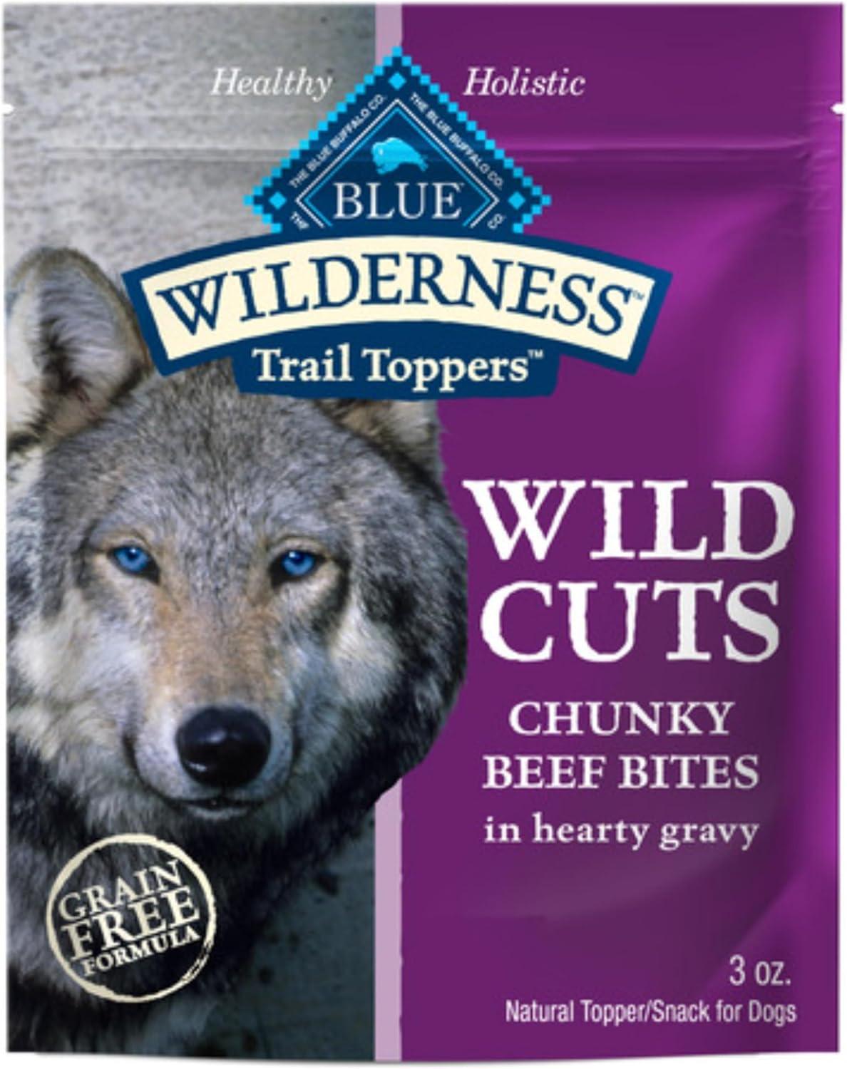 imageBlue Buffalo Wilderness Trail Toppers Wild Cuts Wet Dog Food Variety Pack HighProtein amp GrainFree Made with Natural Ingredients Chicken and Beef Flavors 3oz Pouches 12 Count 6 of EachBeef
