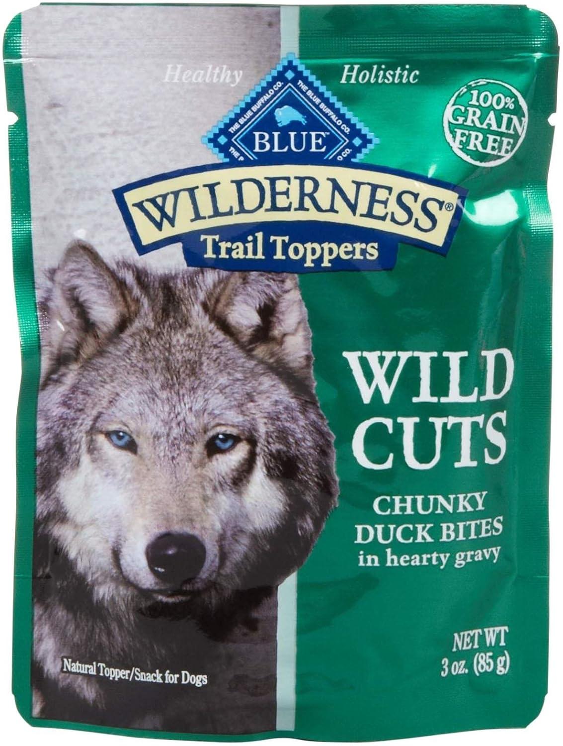 imageBlue Buffalo Wilderness Trail Toppers Wild Cuts Wet Dog Food Variety Pack HighProtein amp GrainFree Made with Natural Ingredients Chicken and Beef Flavors 3oz Pouches 12 Count 6 of EachDuck