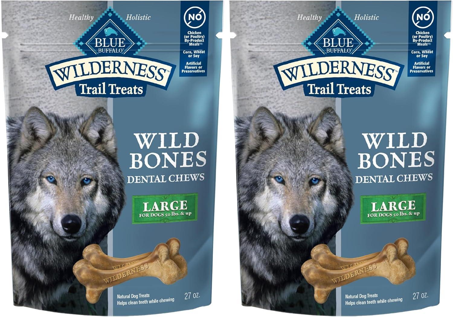 imageBlue Buffalo Wilderness Trail Treats Wild Bones Large Dental Chews GrainFree Dog Bones for Large Dogs Made with Natural Ingredients 10oz BagLarge Bones For Dogs 50 lbs