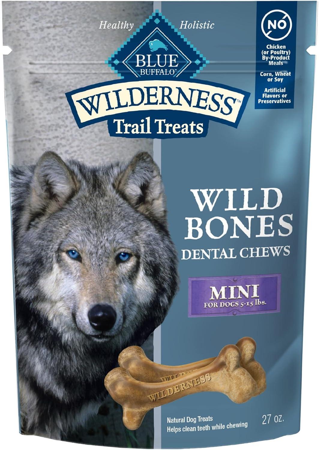 imageBlue Buffalo Wilderness Trail Treats Wild Bones Large Dental Chews GrainFree Dog Bones for Large Dogs Made with Natural Ingredients 10oz BagMini Bones For Dogs 515 lbs
