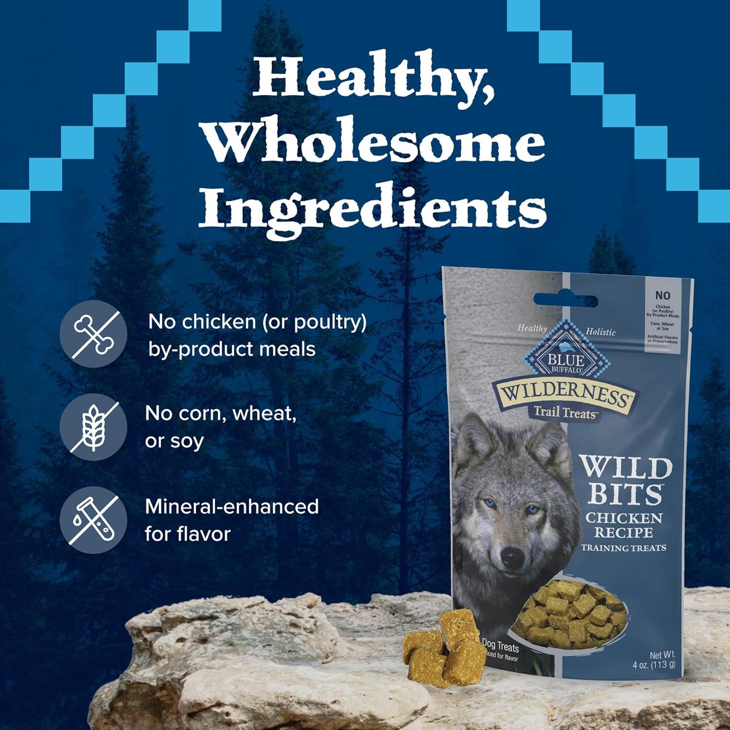imageBlue Buffalo Wilderness Wild Bits Soft amp Chewy Training Treats for Dogs GrainFree Duck Recipe 4oz BagChicken