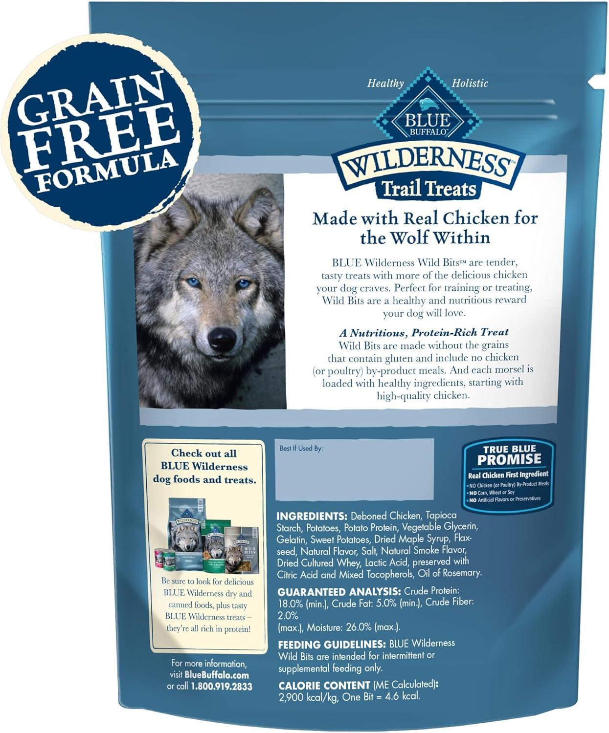 imageBlue Buffalo Wilderness Wild Bits Soft amp Chewy Training Treats for Dogs GrainFree Duck Recipe 4oz BagChicken