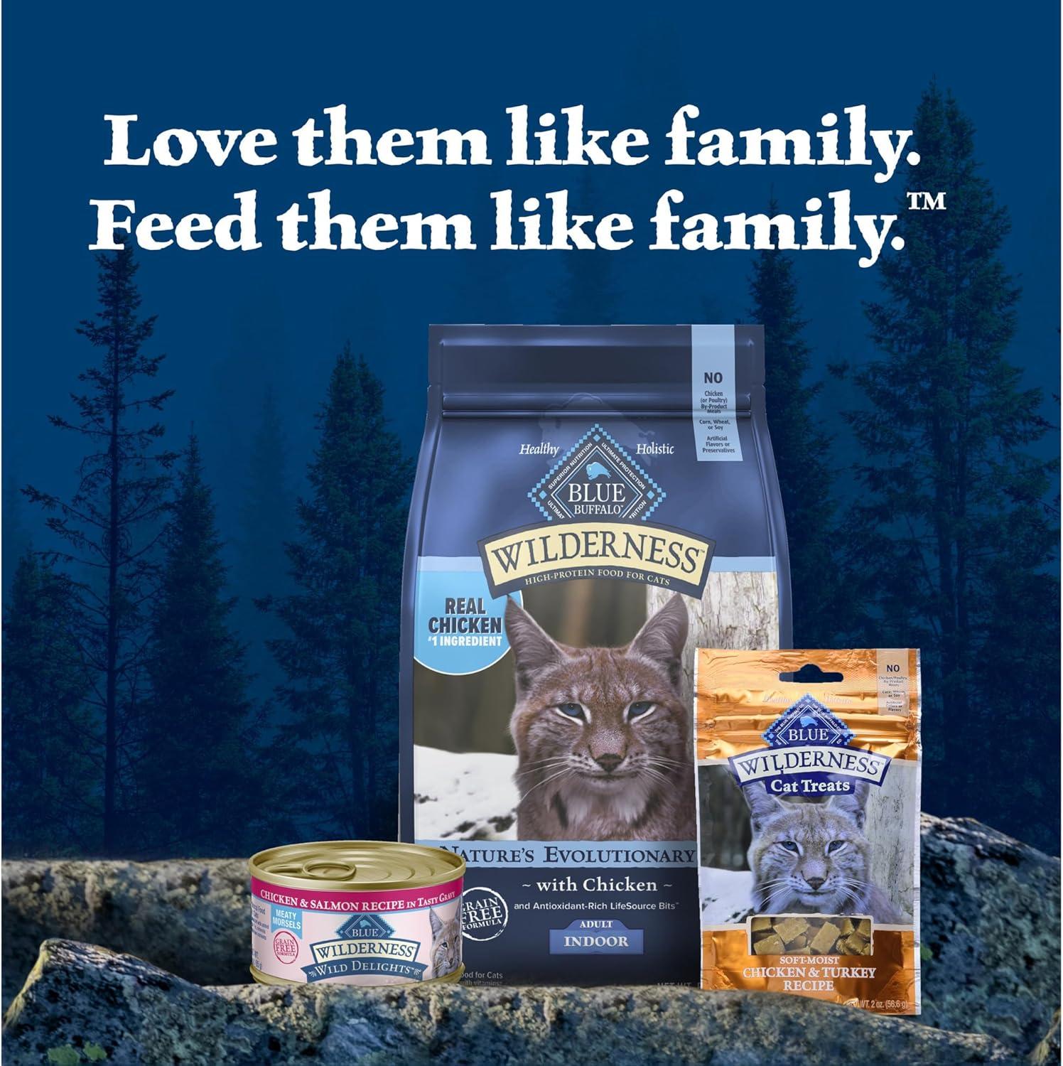 imageBlue Buffalo Wilderness Wild Delights Meaty Morsels Natural Wet Cat Food Chicken amp Salmon in Tasty Gravy 3oz Cans 24PackChicken Salmon