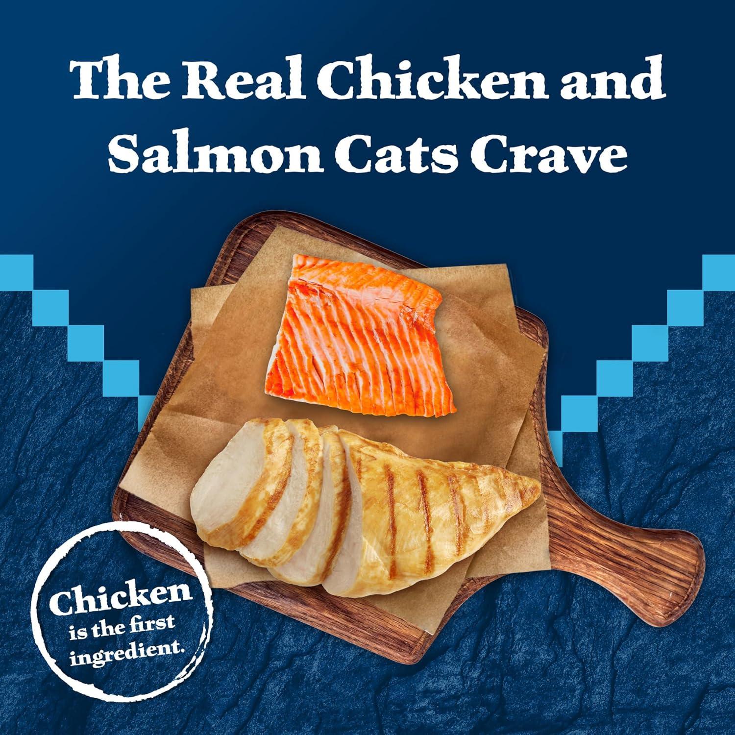 imageBlue Buffalo Wilderness Wild Delights Meaty Morsels Natural Wet Cat Food Chicken amp Salmon in Tasty Gravy 3oz Cans 24PackChicken Salmon