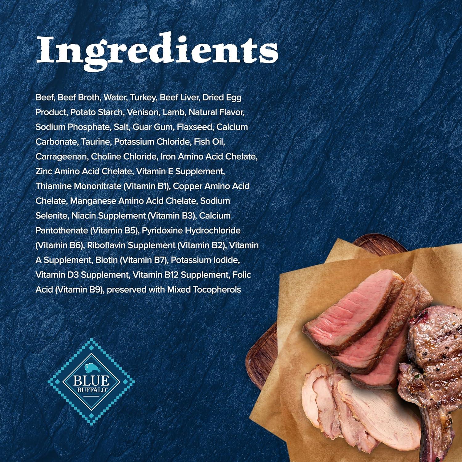 imageBlue Buffalo Wilderness Wild Delights Meaty Morsels Natural Wet Cat Food Chicken amp Salmon in Tasty Gravy 3oz Cans 24PackRed Meat