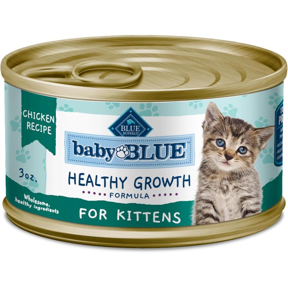 imageBlue Buffalo Baby BLUE Natural GrainFree Wet Food for Kittens Healthy Growth Formula with DHA HighProtein Salmon Pate 3 Ounce Pack of 24Chicken