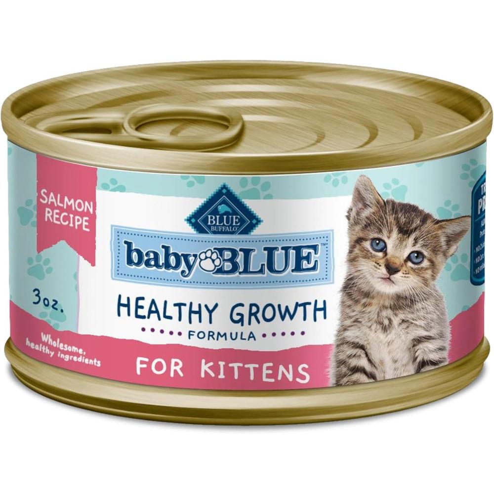 imageBlue Buffalo Baby BLUE Natural GrainFree Wet Food for Kittens Healthy Growth Formula with DHA HighProtein Salmon Pate 3 Ounce Pack of 24Salmon