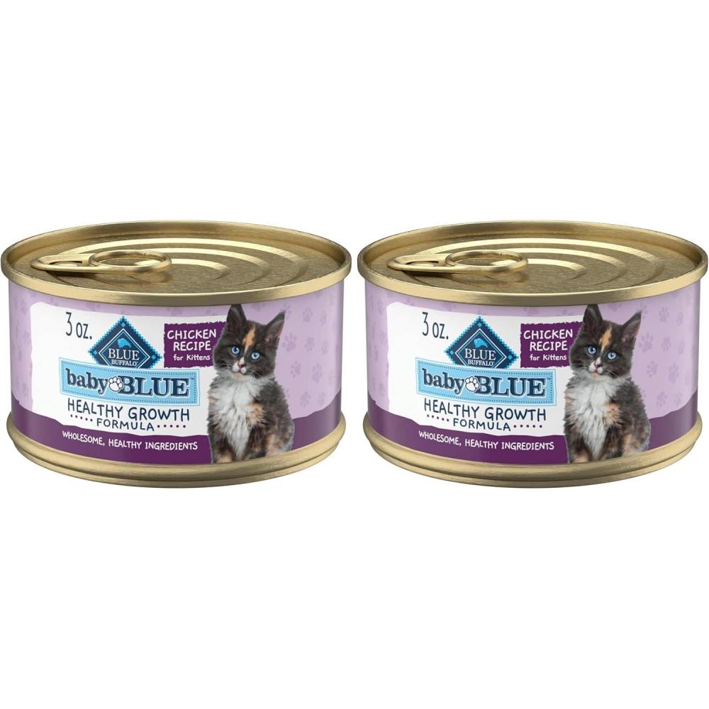 imageBlue Buffalo Baby Blue Natural Kitten Wet Cat Food Healthy Growth Formula with DHA Chicken Recipe MultiPack 3oz Cans 24 Count3 Ounce Pack of 48