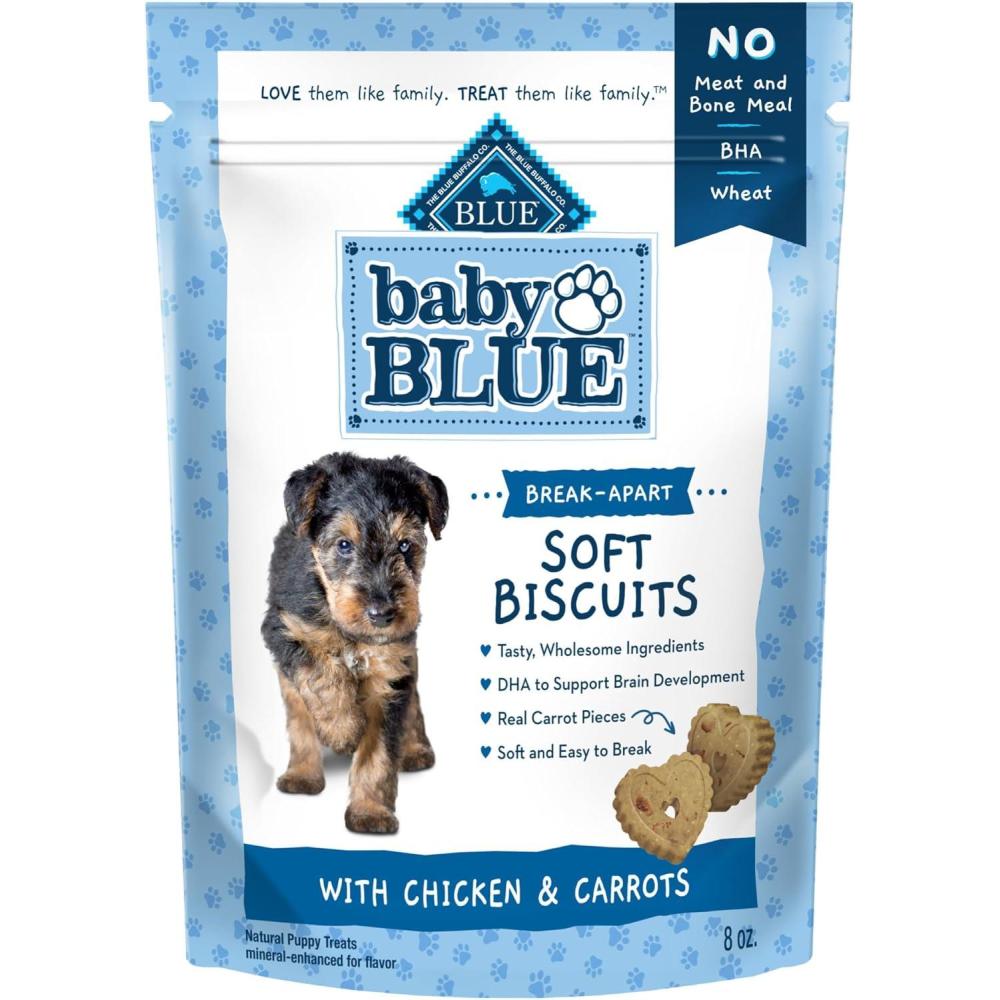 imageBlue Buffalo Baby Blue Soft Biscuits with DHA Natural Dog Treats for Puppies Great for Training with Chicken amp Carrots 8oz Bag8 Ounce Pack of 1