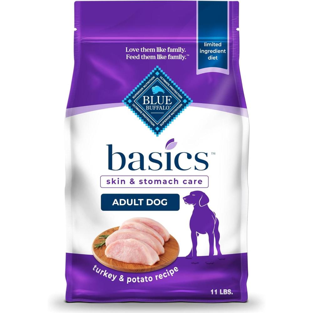imageBlue Buffalo Basics Adult Dry Dog Food Skin amp Stomach Care Limited Ingredient Diet for Dogs Turkey Recipe 11lb BagTurkey Potato
