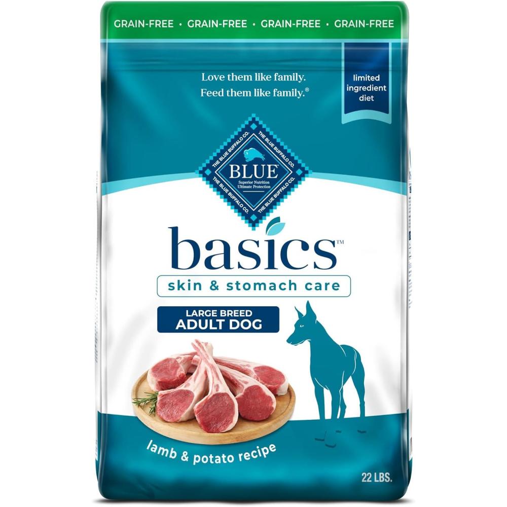 imageBlue Buffalo Basics Adult Large Breed GrainFree Dry Dog Food for Skin amp Stomach Care Limited Ingredient Diet Made in the USA with Natural Ingredients Lamb amp Potato Recipe 22lb Bag