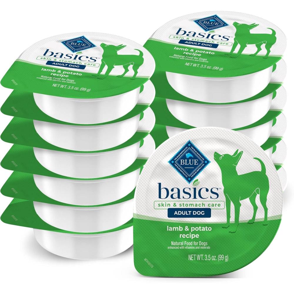 imageBlue Buffalo Basics Adult Small Breed GrainFree Wet Dog Food for Skin amp Stomach Care Limited Ingredient Diet Lamb Recipe 35oz Cups 12 CountLamb Potato
