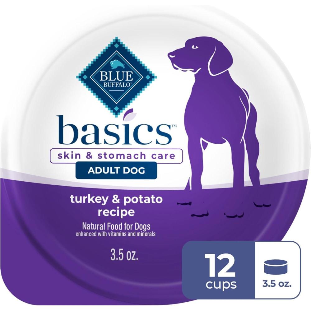 imageBlue Buffalo Basics Adult Small Breed GrainFree Wet Dog Food for Skin amp Stomach Care Limited Ingredient Diet Lamb Recipe 35oz Cups 12 CountTurkey Potato