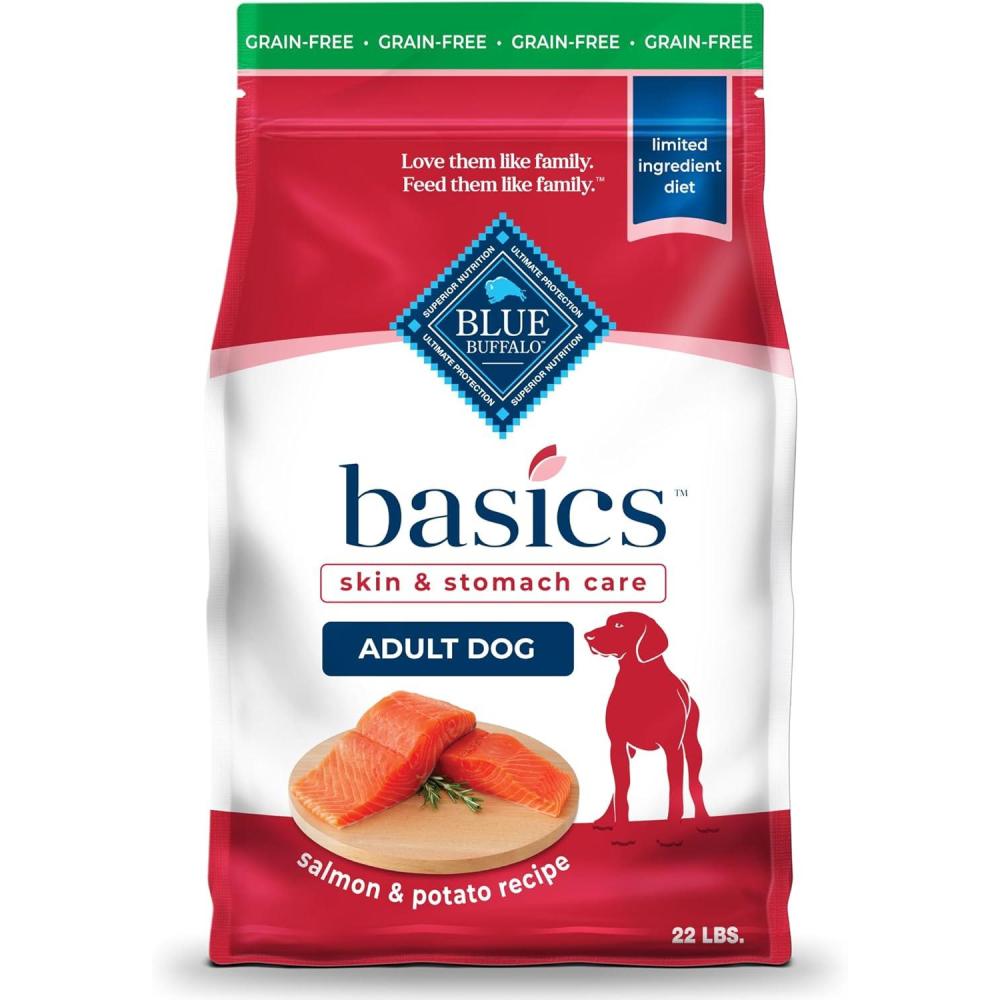 imageBlue Buffalo Basics GrainFree Dry Dog Food for Adult Dogs Limited Ingredient Diet Lamb Recipe 22lb BagSalmon Potato