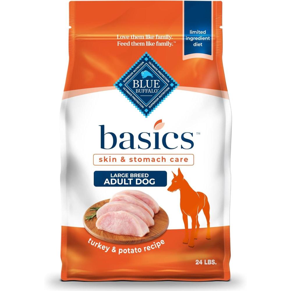 imageBlue Buffalo Basics Large Breed Adult Dry Dog Food Skin amp Stomach Care Limited Ingredient Diet for Dogs Turkey Recipe 24lb Bag