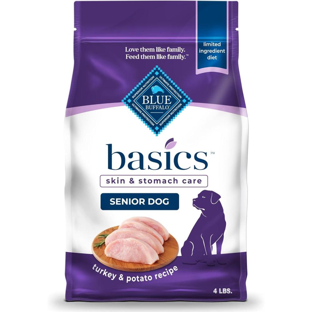 imageBlue Buffalo Basics Senior Dry Dog Food Skin amp Stomach Care Limited Ingredient Diet Turkey Recipe 24lb BagTurkey Potato WithGrain