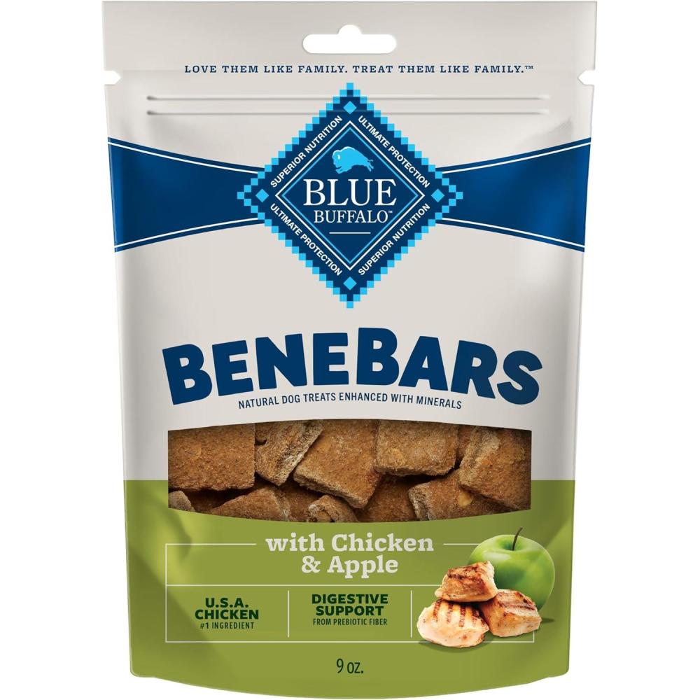 imageBlue Buffalo BeneBars Digestive Support Dog Treats with Prebiotic Fiber Made with Natural Ingredients USA Chicken amp Apple 9oz BagChicken Apple