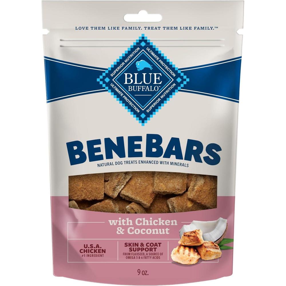 imageBlue Buffalo BeneBars Digestive Support Dog Treats with Prebiotic Fiber Made with Natural Ingredients USA Chicken amp Apple 9oz BagChicken Coconut