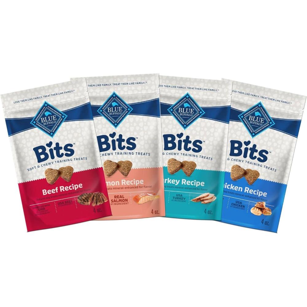 imageBlue Buffalo Bits Soft Dog Treats for Training Made with Natural Ingredients amp Enhanced with DHA Beef Recipe 4oz BagBeef Salmon Turkey and Chicken