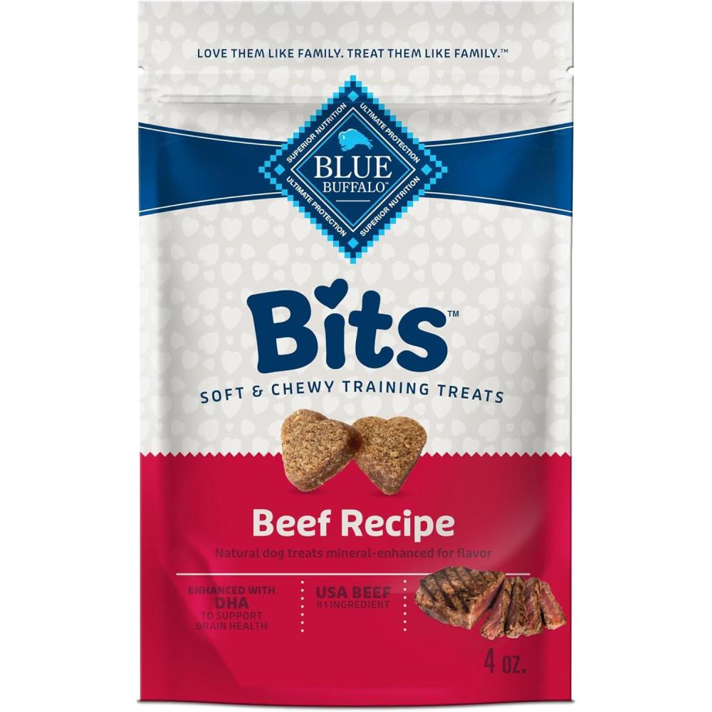 imageBlue Buffalo Bits Soft Dog Treats for Training Made with Natural Ingredients amp Enhanced with DHA Beef Recipe 4oz BagBeef
