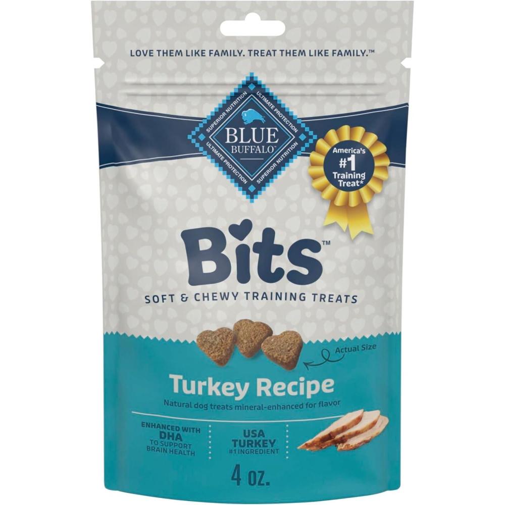 imageBlue Buffalo Bits Soft Dog Treats for Training Made with Natural Ingredients amp Enhanced with DHA Beef Recipe 4oz BagTurkey