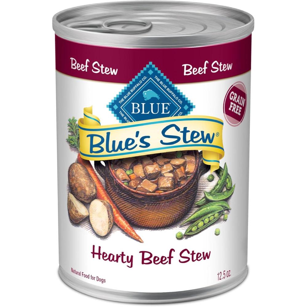imageBlue Buffalo Blues Stew Natural Wet Dog Food Made with Natural Ingredients Hearty Beef and Country Chicken Variety Pack 125oz Cans 6 CountBeef