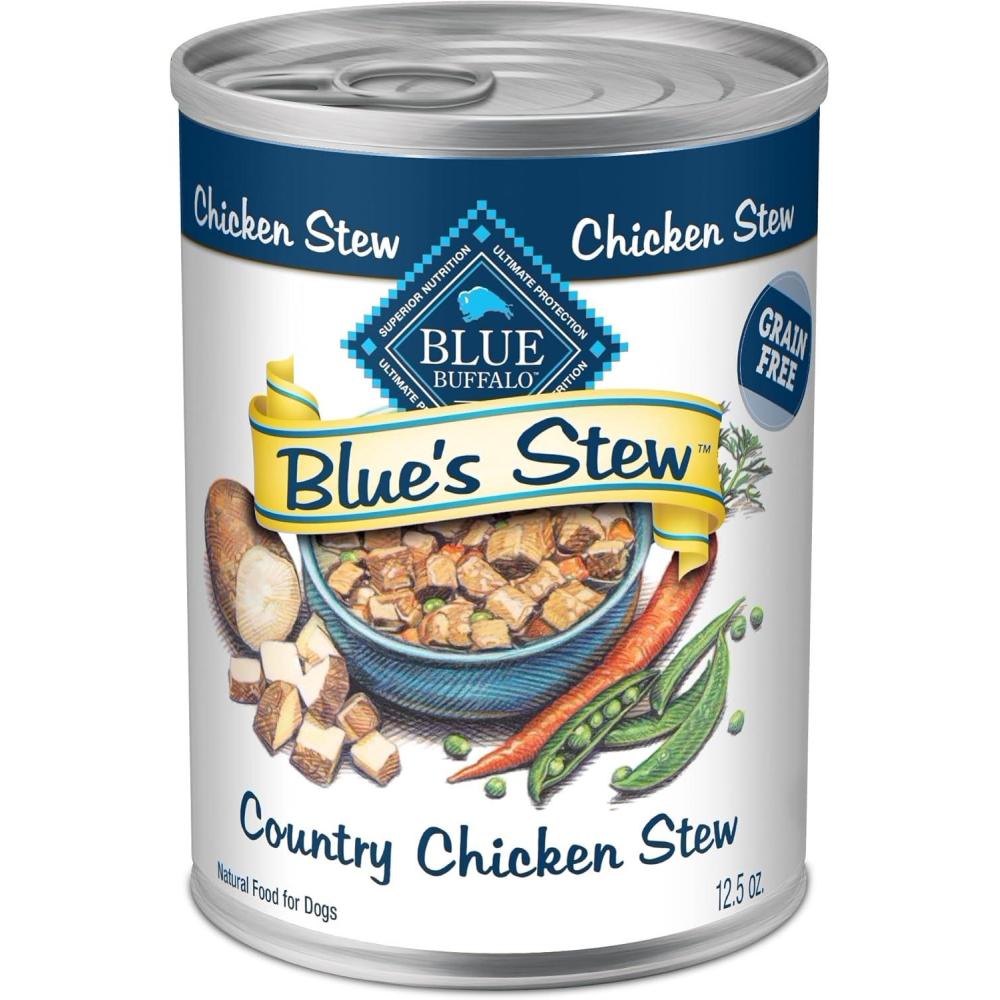 imageBlue Buffalo Blues Stew Natural Wet Dog Food Made with Natural Ingredients Hearty Beef and Country Chicken Variety Pack 125oz Cans 6 CountChicken