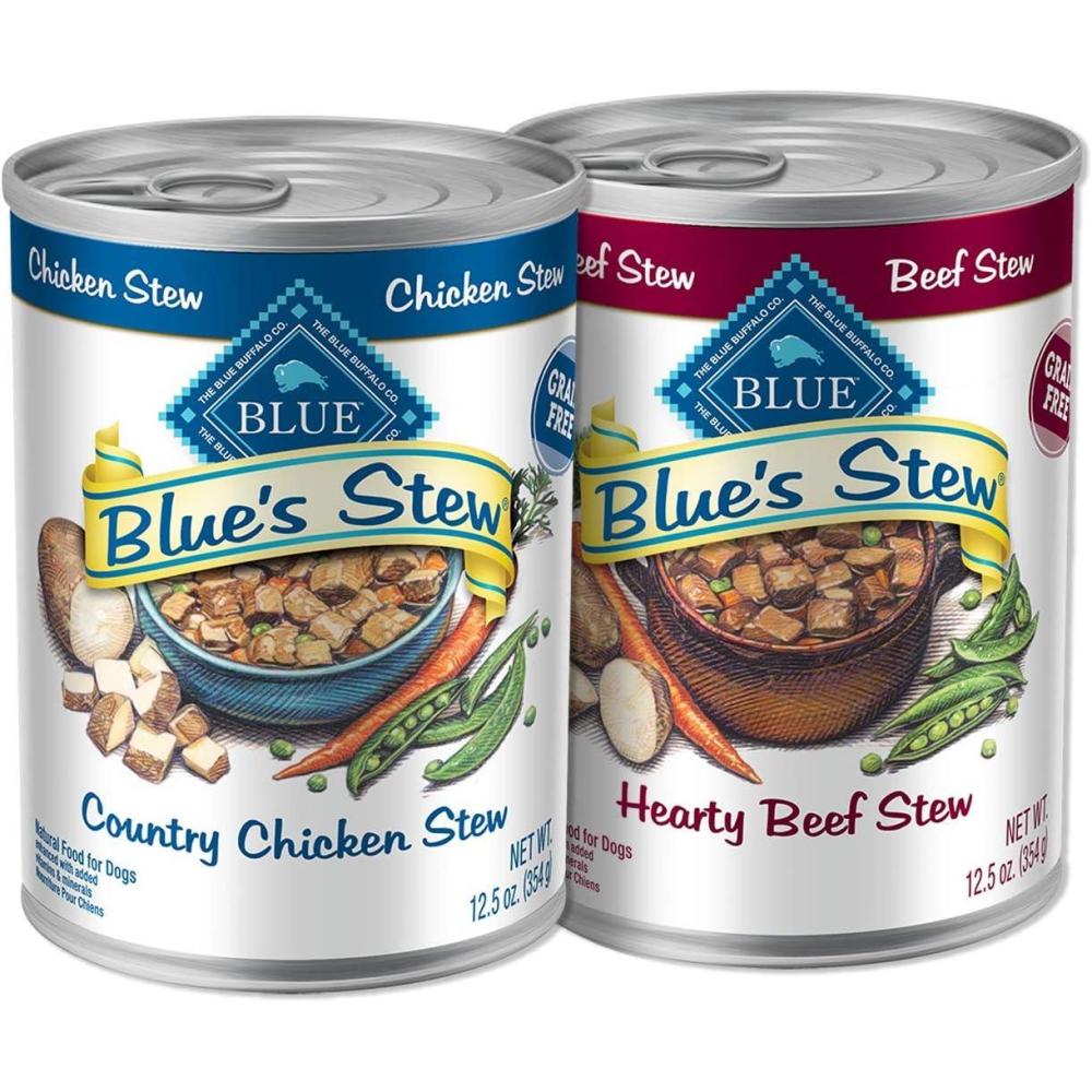 imageBlue Buffalo Blues Stew Natural Wet Dog Food Made with Natural Ingredients Hearty Beef and Country Chicken Variety Pack 125oz Cans 6 CountVariety Pack Chicken Beef