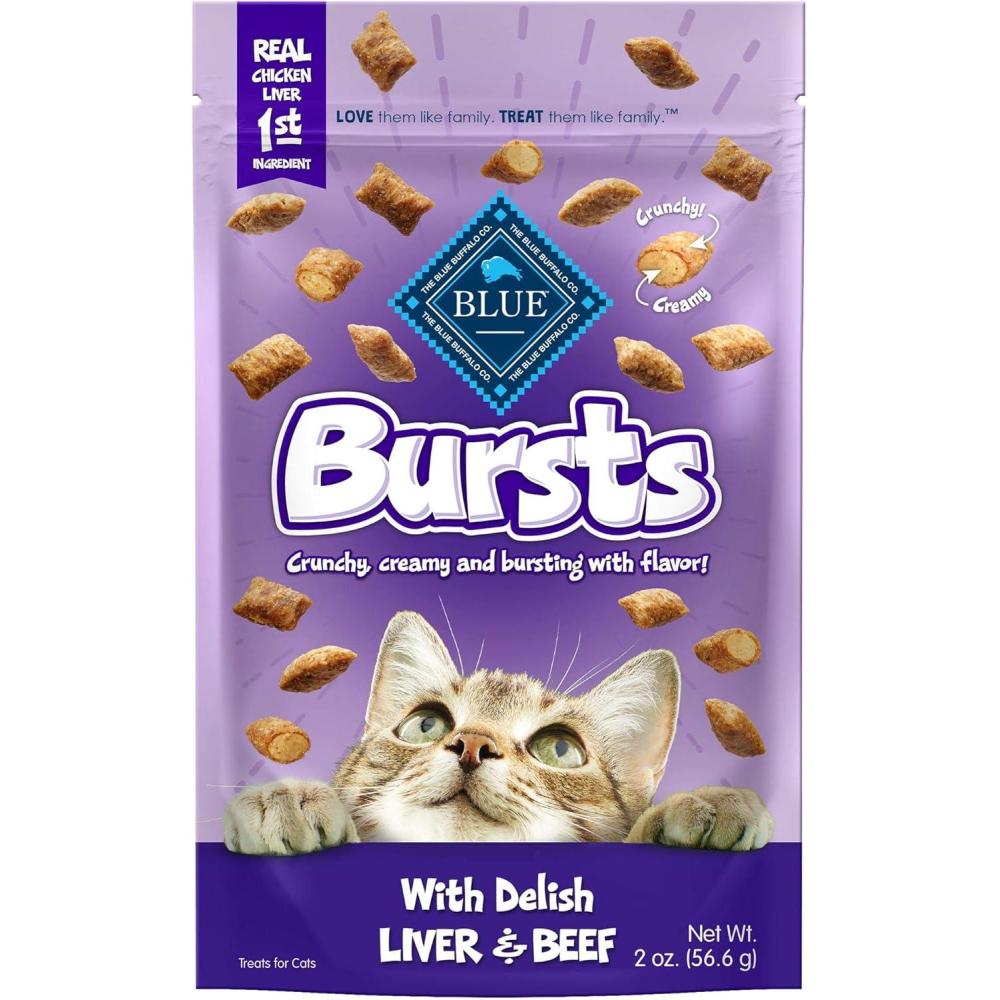 imageBlue Buffalo Bursts Crunchy amp Creamy Cat Treats Great for Training PawLickin Chicken 5oz BagChicken Liver Beef
