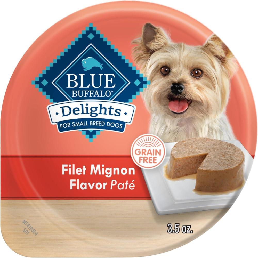 imageBlue Buffalo Delights Natural Adult Small Breed Wet Dog Food Cups Pate Style Grilled Chicken Flavor in Savory Juice 35oz Pack of 12Filet Mignon