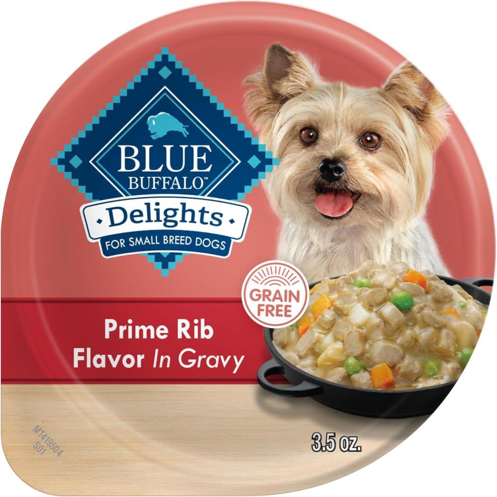 imageBlue Buffalo Delights Small Breed Natural Wet Dog Food Filet Mignon Flavor in Gravy 35oz Cups 12 CountPrime Rib