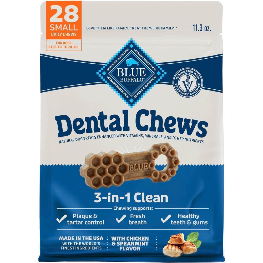 imageBlue Buffalo Dental Chews Medium Natural Dog Treats Chicken amp Spearmint 345oz Bag 42 Count113 Ounce Pack of 1