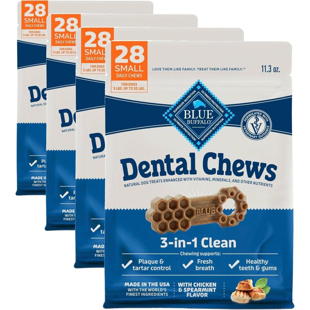 imageBlue Buffalo Dental Chews Medium Natural Dog Treats Chicken amp Spearmint 345oz Bag 42 Count113 Ounce Pack of 4