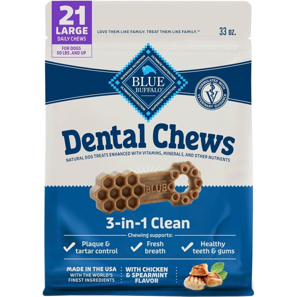 imageBlue Buffalo Dental Chews Medium Natural Dog Treats Chicken amp Spearmint 345oz Bag 42 Count33 Ounce 21 Count