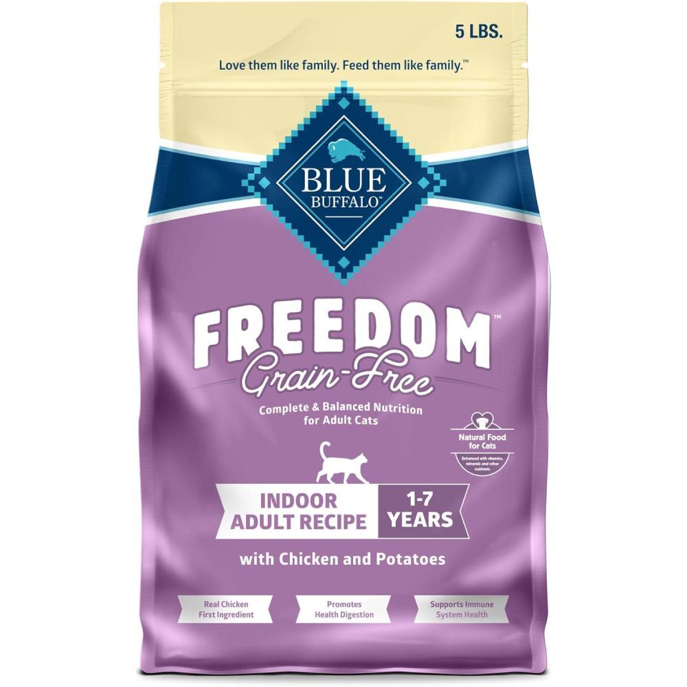 imageBlue Buffalo Freedom GrainFree Adult Dry Cat Food Complete amp Balanced Nutrition for Indoor Cats Made with Natural Ingredients Chicken Recipe 11lb BagChicken
