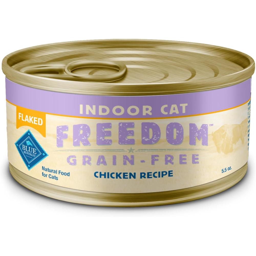 imageBlue Buffalo Freedom GrainFree Adult Wet Cat Food Complete amp Balanced Nutrition for Indoor Cats Made with Natural Ingredients Flaked Chicken Recipe 55oz Cans24 Count
