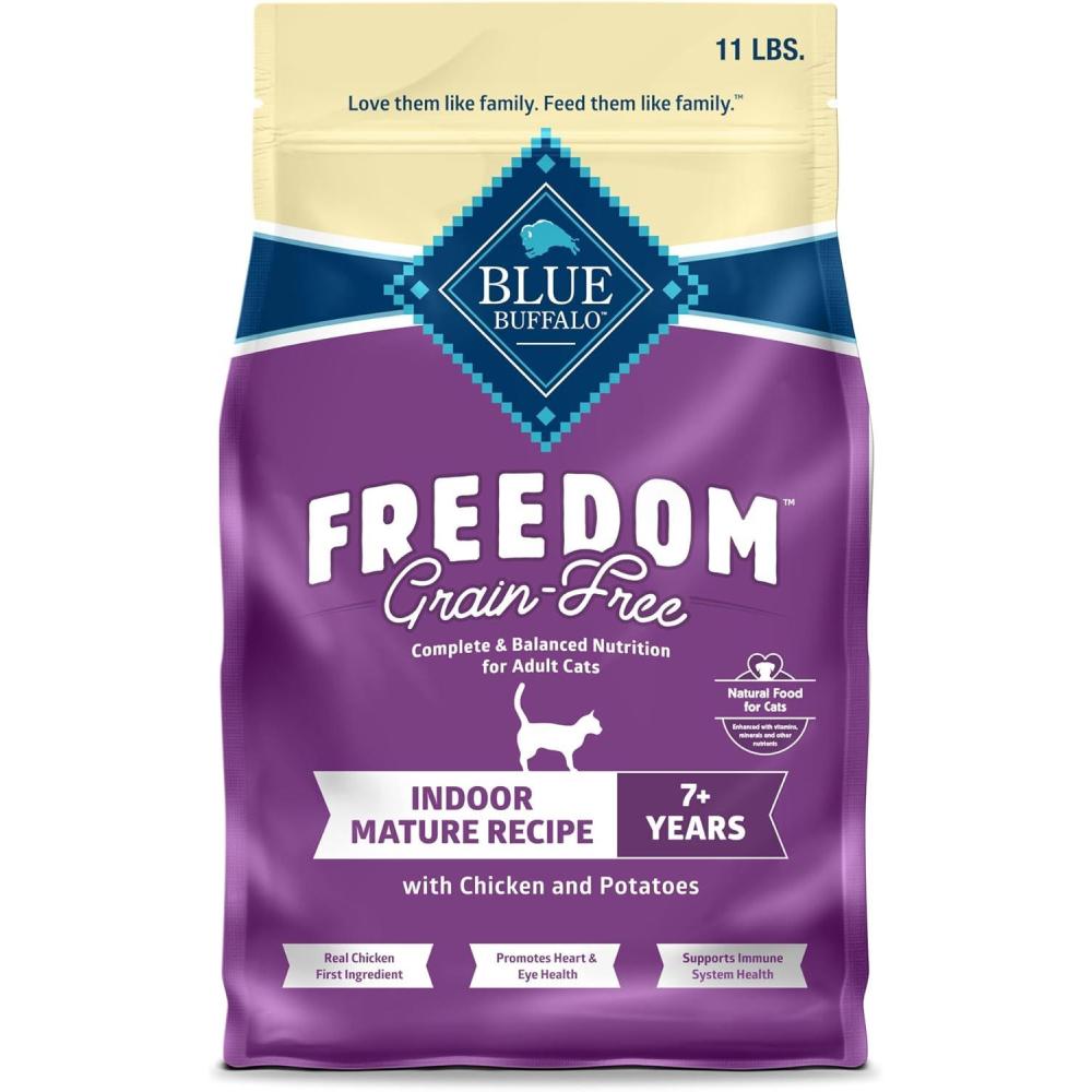 imageBlue Buffalo Freedom GrainFree Dry Cat Food for Mature Cats Complete amp Balanced Nutrition for Mature Cats Chicken Recipe 11lb Bag