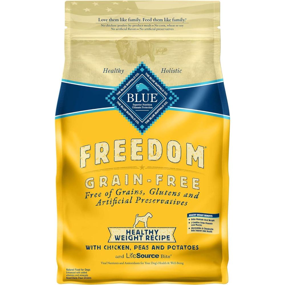 imageBlue Buffalo Freedom GrainFree Healthy Weight Dry Dog Food Complete amp Balanced Nutrition for Adult Dogs Made in the USA with Natural Ingredients Chicken amp Potatoes 24lb BagChicken