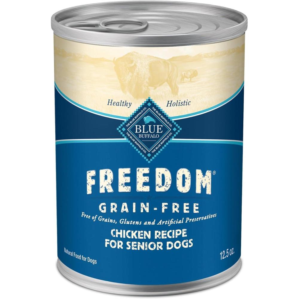imageBlue Buffalo Freedom GrainFree Senior Wet Dog Food Free of Glutens amp Artificial Preservatives Made With Natural Ingredients Chicken Recipe 125oz Cans 12 Count