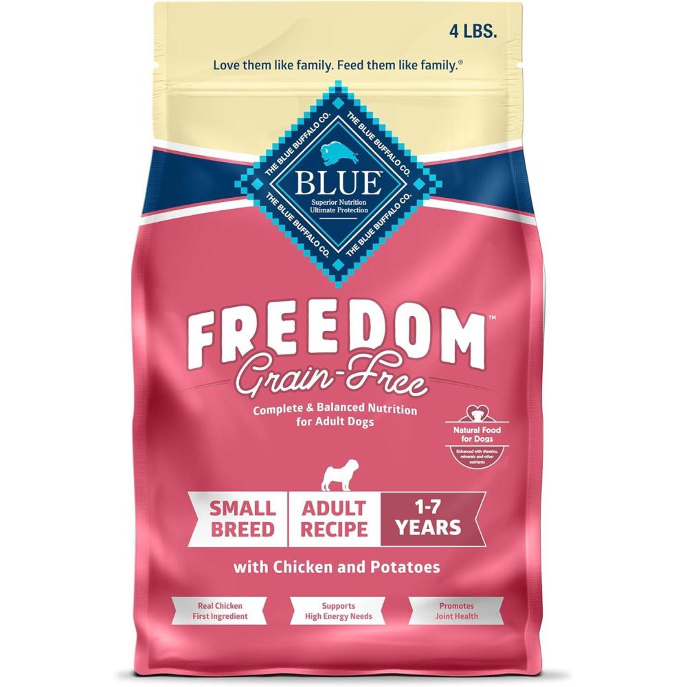 imageBlue Buffalo Freedom GrainFree Small Breed Dry Dog Food Supports High Energy Needs Made in the USA with Natural Ingredients Chicken amp Potatoes 4lb BagChicken