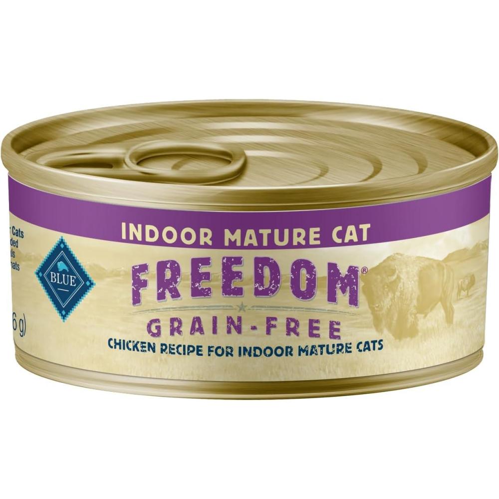 imageBlue Buffalo Freedom GrainFree Wet Cat Food Complete amp Balanced Nutrition for Mature Indoor Cats Made with Natural Ingredients Chicken Recipe 55oz Cans 24 Count