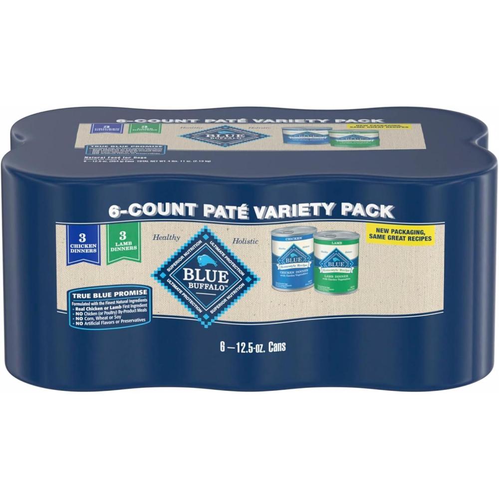 imageBlue Buffalo Homestyle Recipe Adult Wet Dog Food Made with Natural Ingredients Fish amp Sweet Potato Dinner with Garden Vegetables 125oz can Pack of 12Variety Pack Chicken Lamb