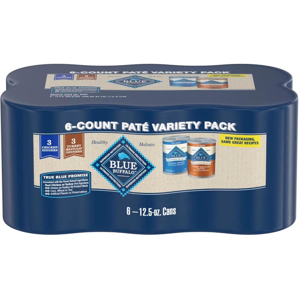 imageBlue Buffalo Homestyle Recipe Adult Wet Dog Food Made with Natural Ingredients Fish amp Sweet Potato Dinner with Garden Vegetables 125oz can Pack of 12Variety Pack Chicken Turkey
