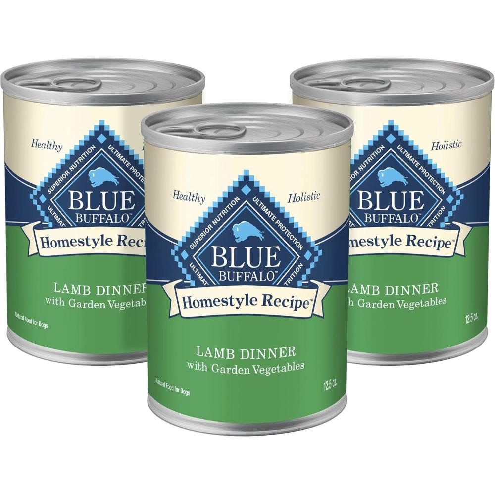 imageBlue Buffalo Homestyle Recipe Adult Wet Dog Food Made with Natural Ingredients Fish amp Sweet Potato Dinner with Garden Vegetables 125oz can Pack of 12Lamb