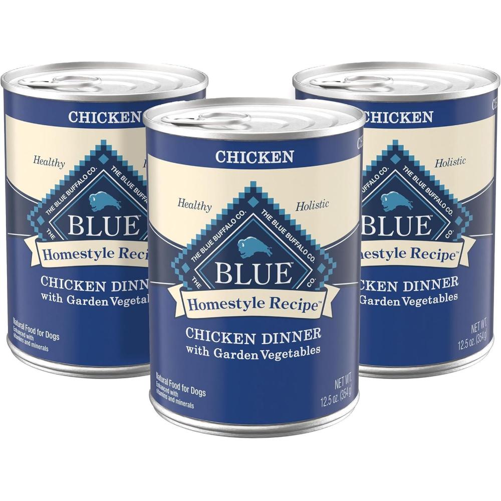 imageBlue Buffalo Homestyle Recipe Adult Wet Dog Food Made with Natural Ingredients Fish amp Sweet Potato Dinner with Garden Vegetables 125oz can Pack of 12Chicken