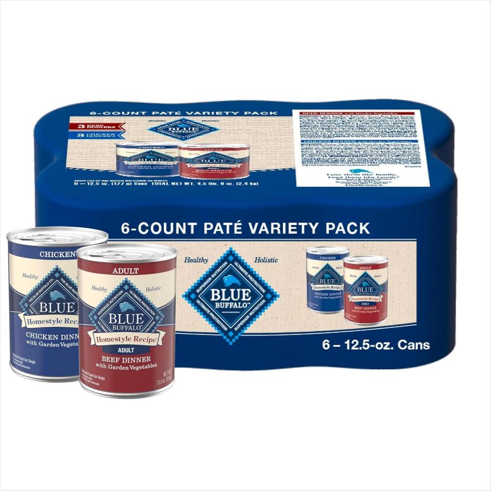 imageBlue Buffalo Homestyle Recipe Adult Wet Dog Food Made with Natural Ingredients Fish amp Sweet Potato Dinner with Garden Vegetables 125oz can Pack of 12Variety Pack Chicken Beef