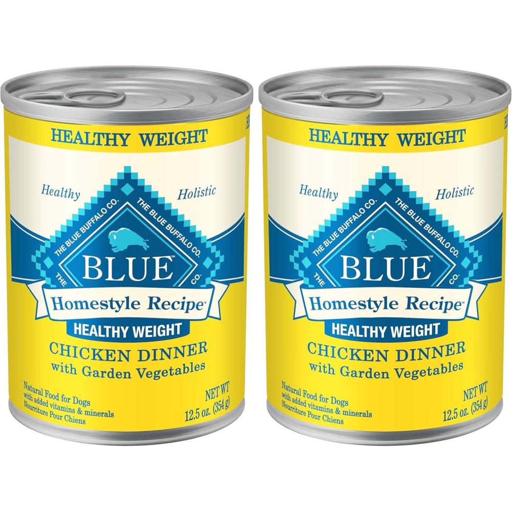 imageBlue Buffalo Homestyle Recipe Healthy Weight Adult Wet Dog Food Chicken Dinner With Garden Vegetables 125oz Can Pack of 121 Count Pack of 2