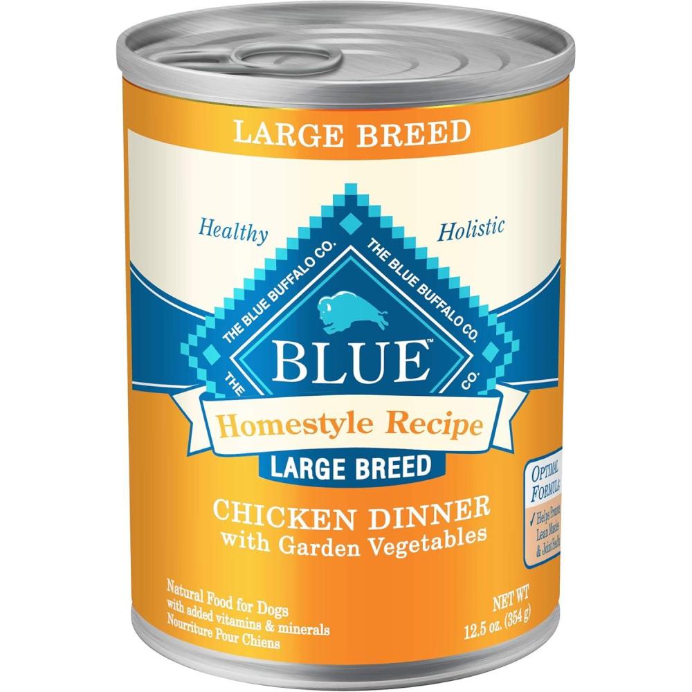 imageBlue Buffalo Homestyle Recipe Large Breed Adult Wet Dog Food Made with Natural Ingredients Chicken Dinner With Garden Vegetables 125oz Can Pack of 12Chicken