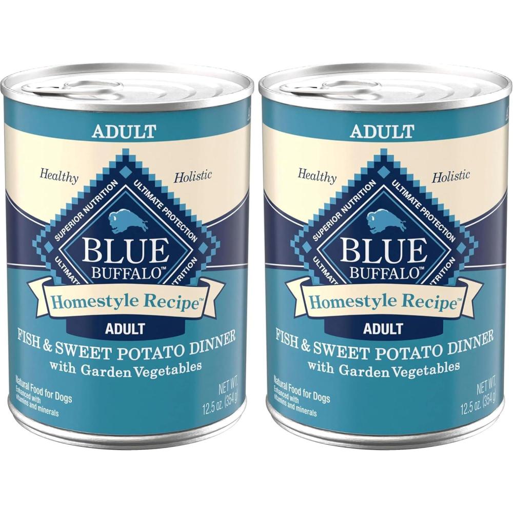 imageBlue Buffalo Homestyle Recipe Large Breed Adult Wet Dog Food Made with Natural Ingredients Chicken Dinner With Garden Vegetables 125oz Can Pack of 12Fish  Sweet Potato